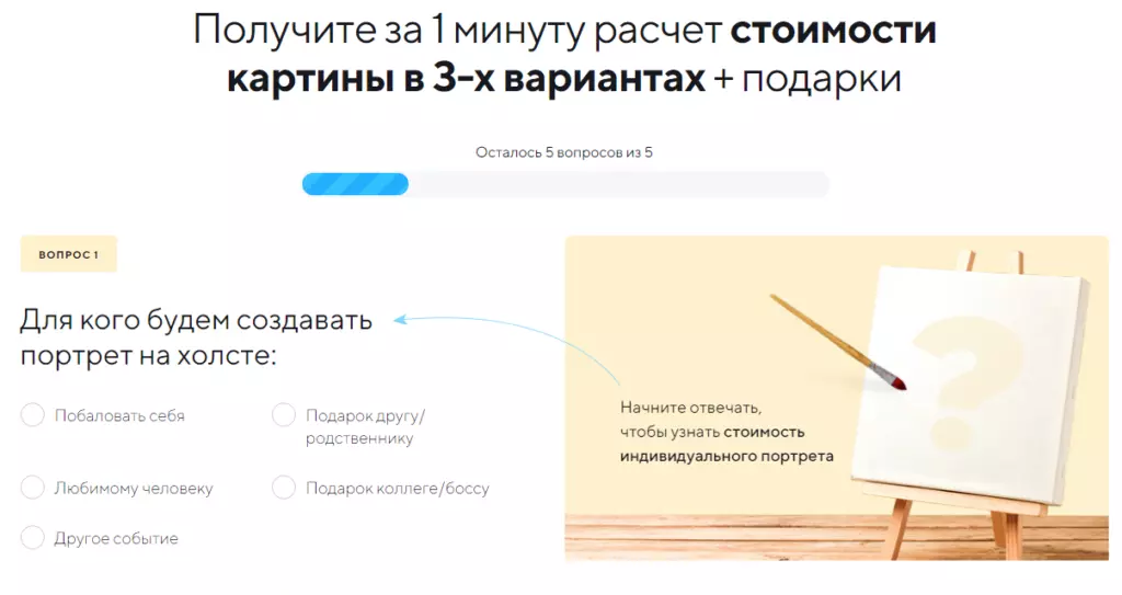 Расчет стоимости портрета