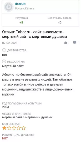 Жалоба на сайт “Табор ру”