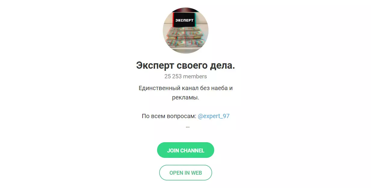Внешний вид телеграм канала эксперт своего дела