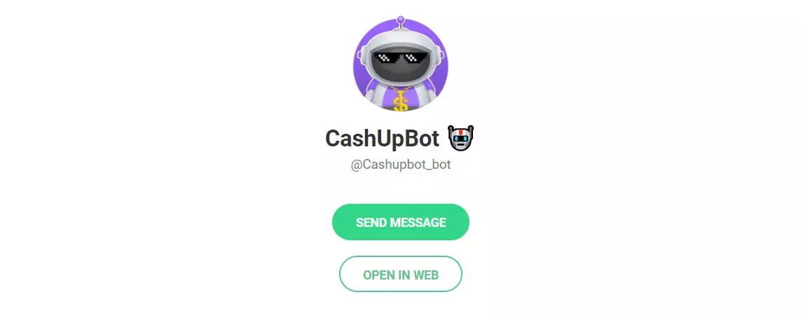 Внешний вид телеграм бота CashUpBot Kkomersbot