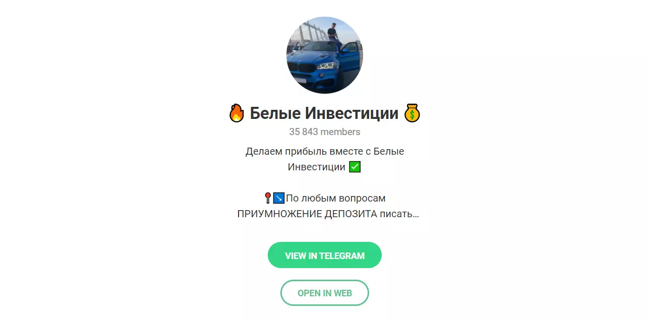 Внешний вид телеграм канала Белые Инвестиции