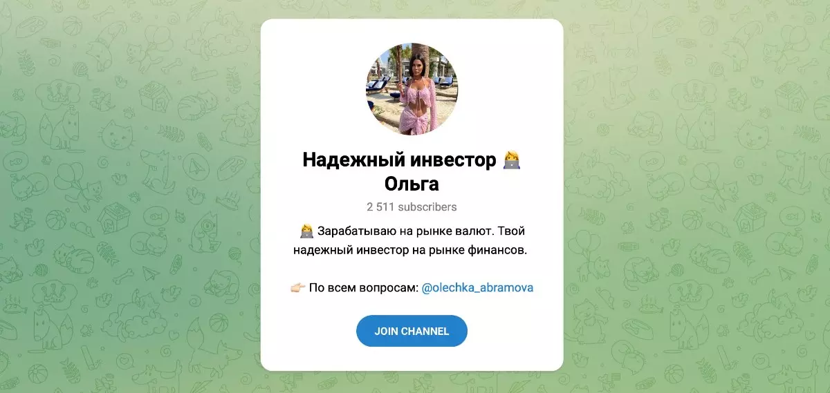 Вид телеграм канала Псевдо-инвестор | Ольга
