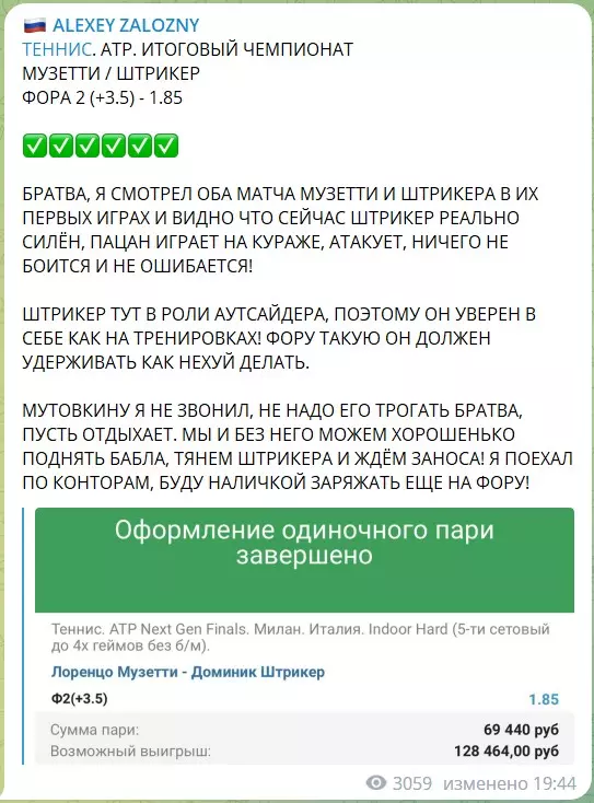 Прогнозы на канале в телеграме ALEXEY ZALOZNY
