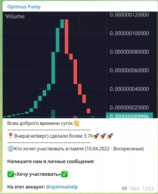 Сигналы для пампов на канале Optimus Pump