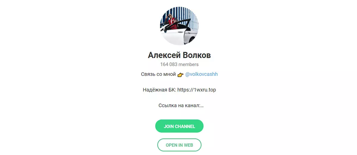 Внешний вид телеграм канала Алексей Волков