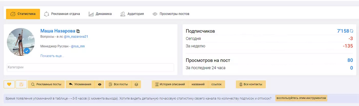 Внешний вид телеграм канала Маша Назарова