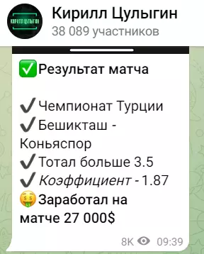 Отчет о ставке Кирилла Цулыгина