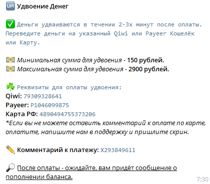 Реквизиты для оплаты