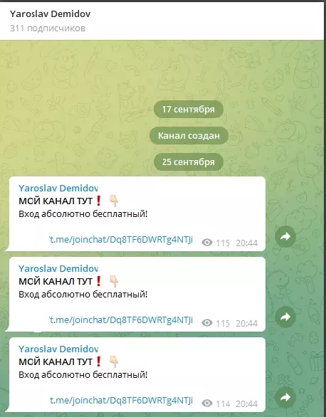 Создал несколько каналов в Телеграме