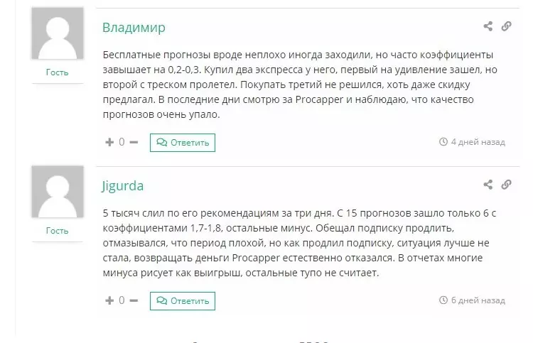 Отзывы о реальной проходимости прогнозов Pro Capper