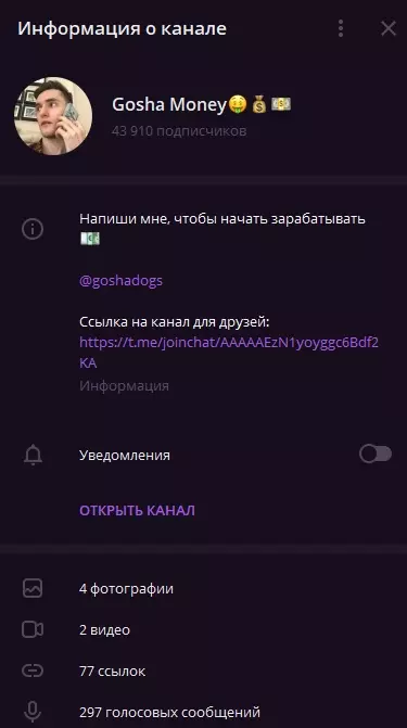 Ссылка на личный Telegram-аккаунт Гоши
