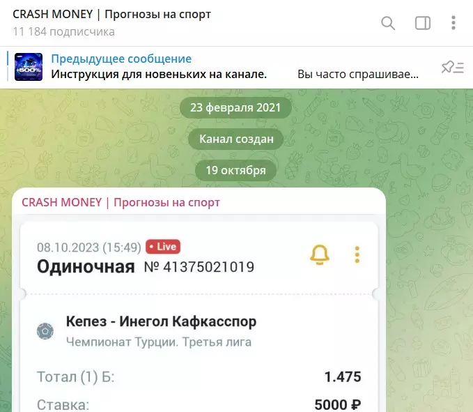 Информация о ресурсе Telegram CRASH MONEY