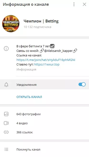 Информация о канале