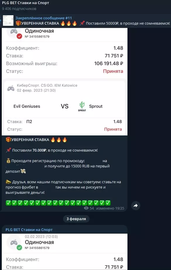 Отчет по ставке на PLG Bet