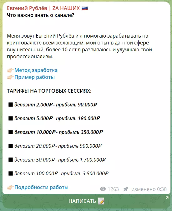 Условия заработка на канале