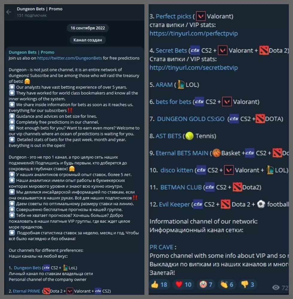 Другие каналы комьюнити DungeonBets