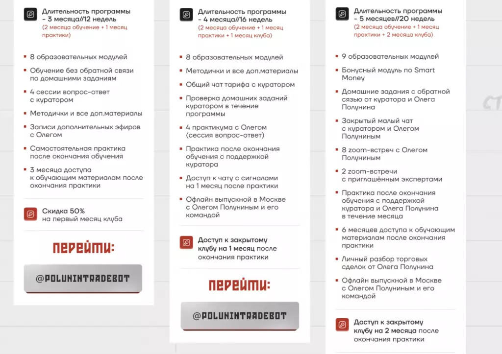 Курсы Олега Полунина
