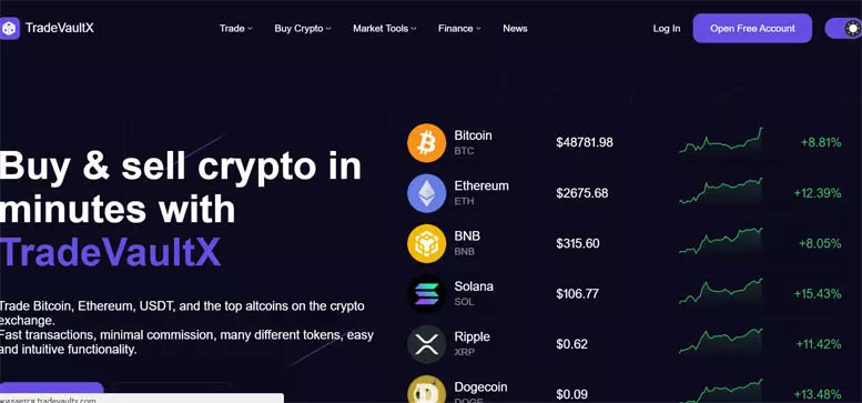 TradeVaultX (tradevaultx.com) — банальная криптовалютная биржа от аферистов. Признаки обмана и суть развода. Отзывы