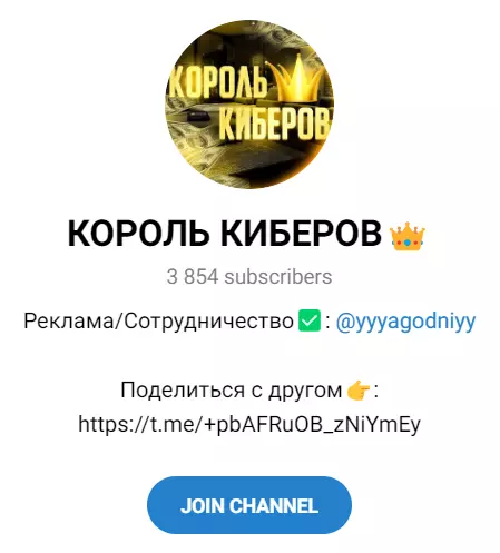 Внешний вид канала “Король киберов