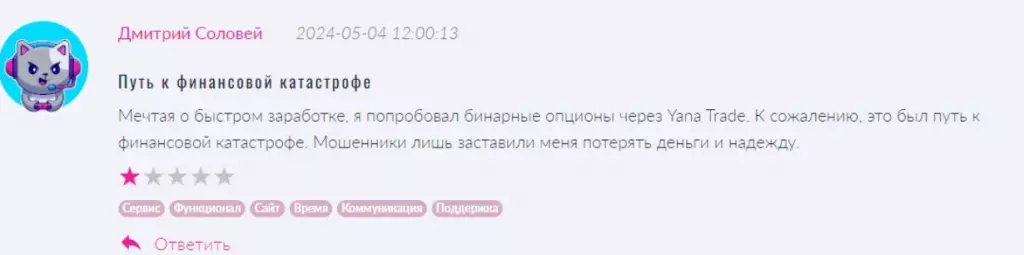 “Yana Trade” отзывы о канале